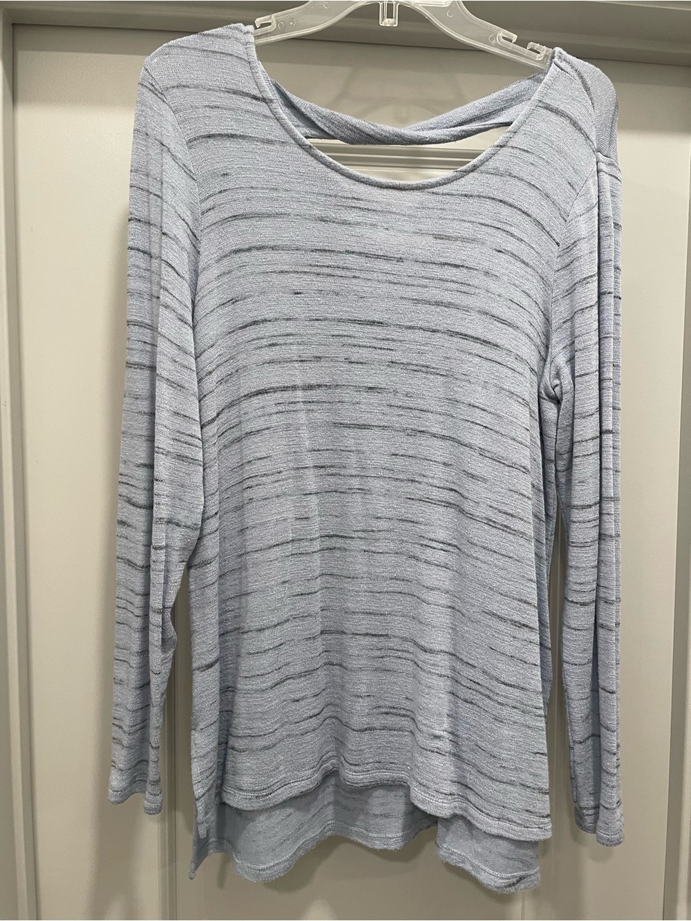 a.n.a Light Blue Striped Long Sleeve Top with Twist Back